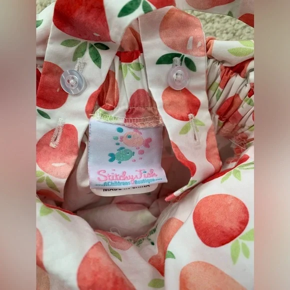 Stitchy Fish Size 9 Months Strawberry Print Bubble Romper - Picture 3 of 7